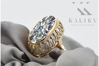 Circón Oro amarillo de 14 quilates Anillo Artesanía vintage vrc129y